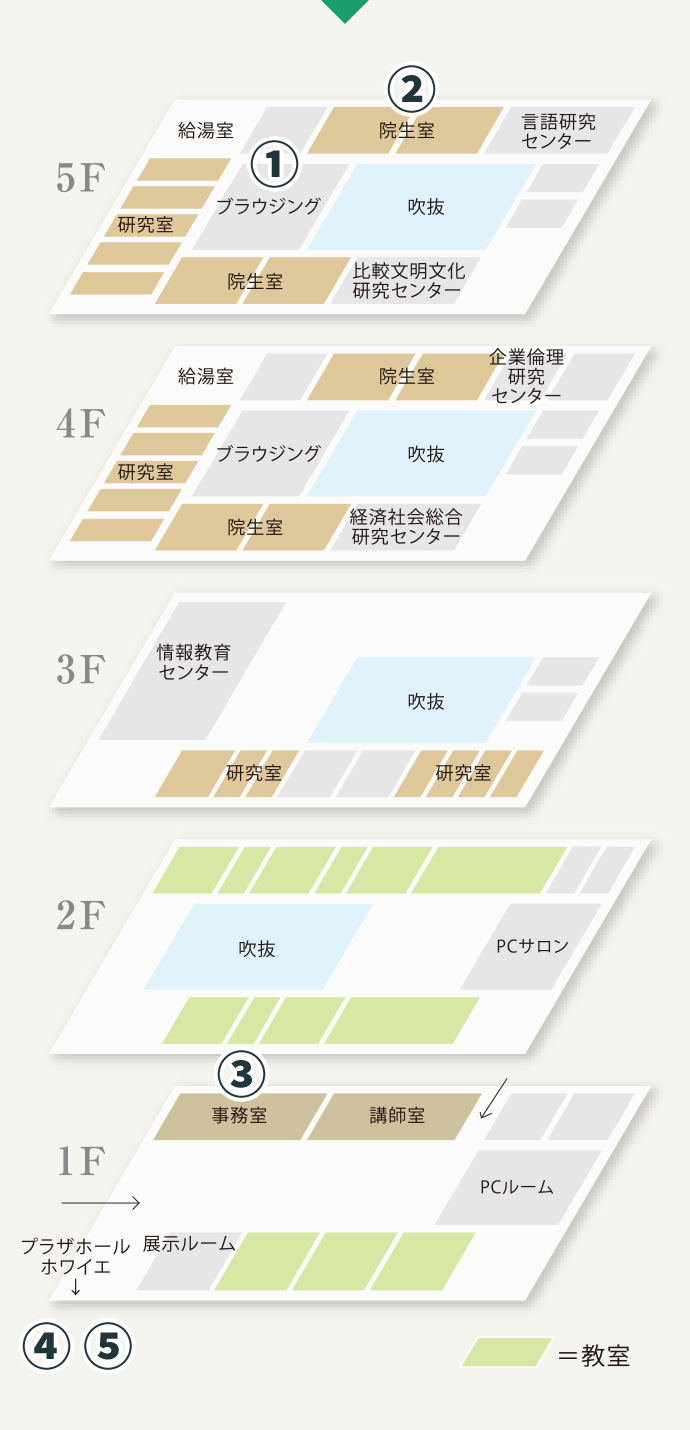 麗澤大学生涯教育プラザフロアマップ